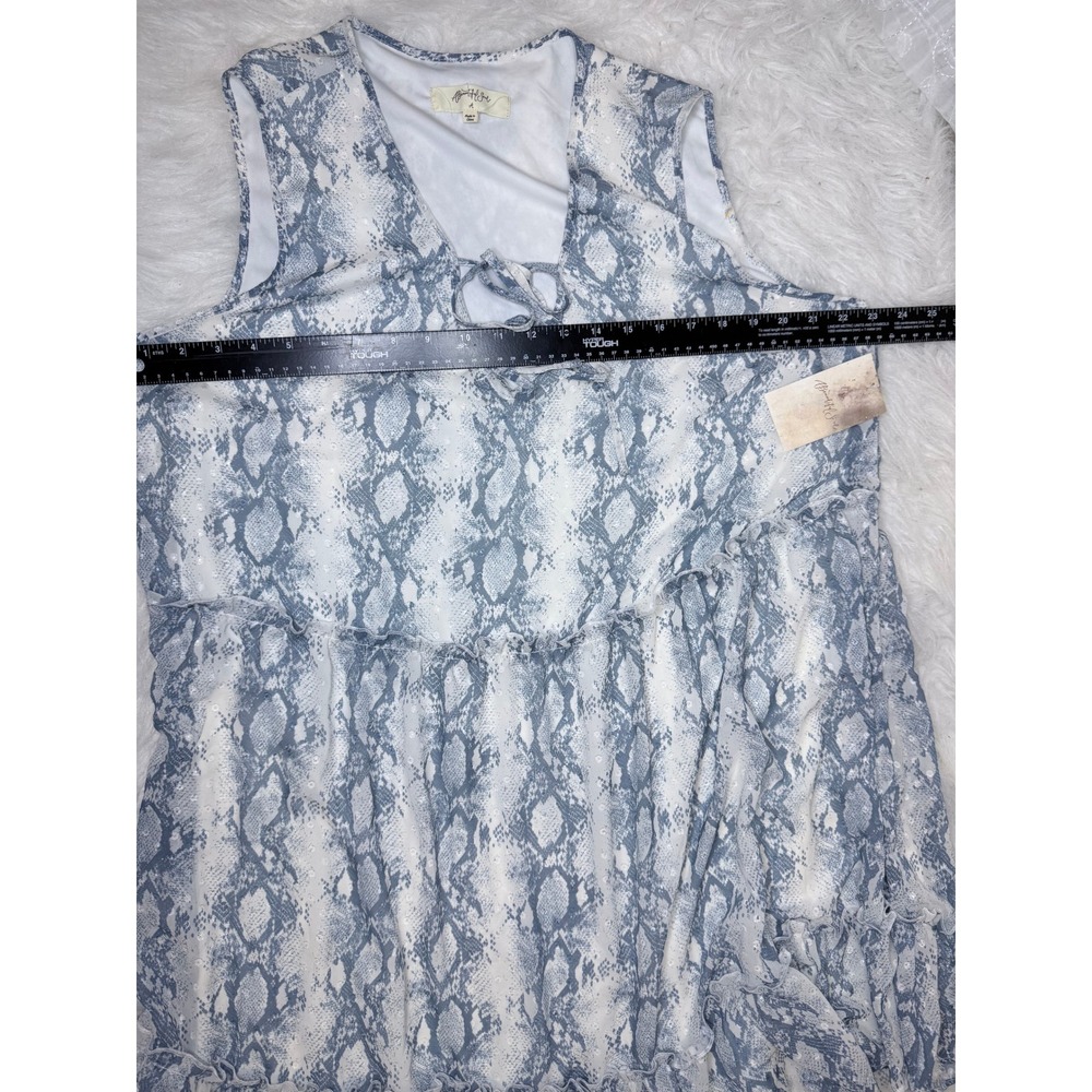 A Beautiful Soul Blue Cream Snakeskin Swiss Dot Tiered Dress 14/16 NWT - Picture 10 of 10